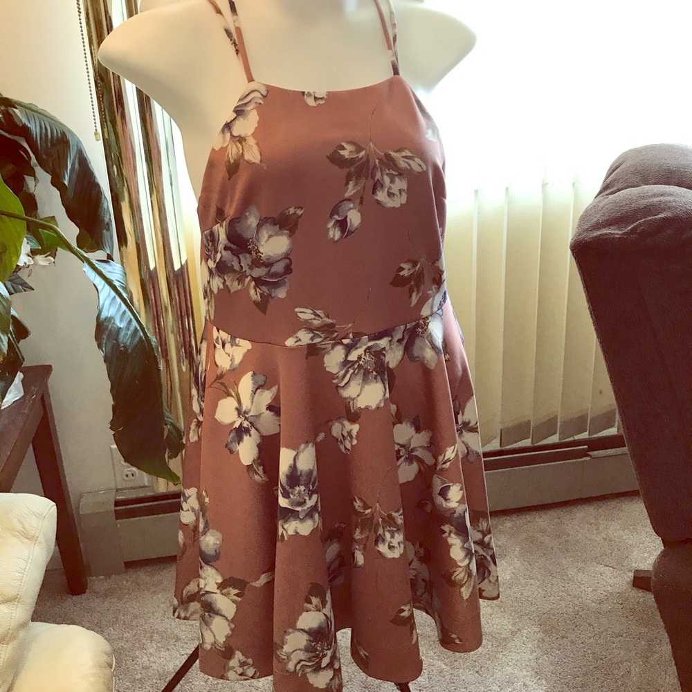 Muave Floral Skater style circle skirt dress Plus